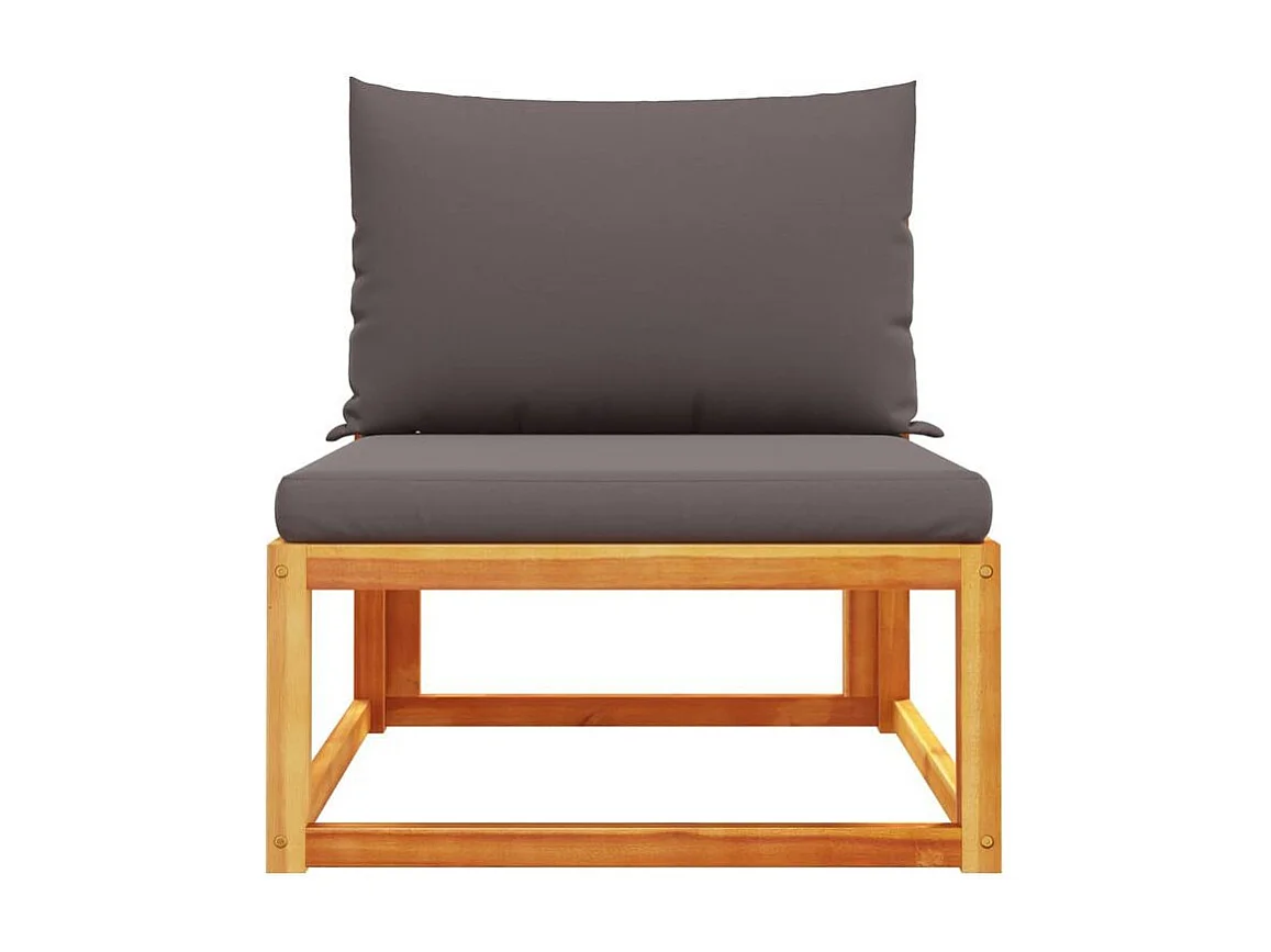 Canapé de jardin sans accoudoirs coussins bois massif d'acacia