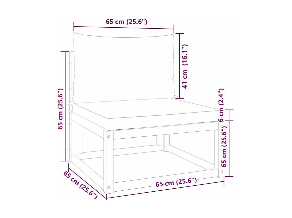 Canapé de jardin sans accoudoirs coussins bois massif d'acacia