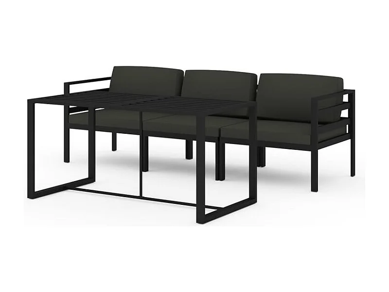 Salon de jardin 4 pcs avec coussins Aluminium Anthracite
