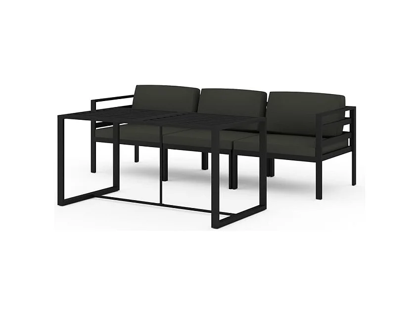 Salon de jardin 4 pcs avec coussins Aluminium Anthracite