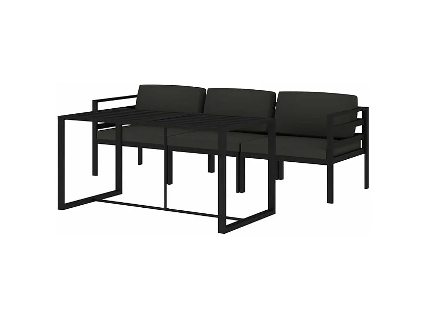 Salon de jardin 4 pcs avec coussins Aluminium Anthracite