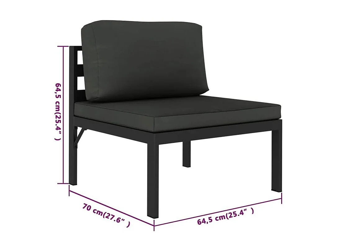 Salon de jardin 4 pcs avec coussins Aluminium Anthracite