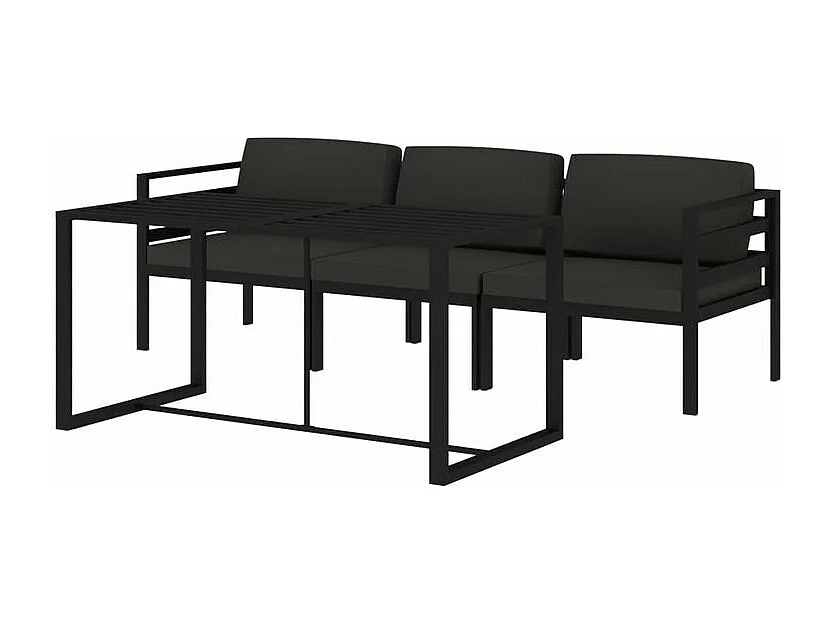 Salon de jardin 4 pcs avec coussins Aluminium Anthracite
