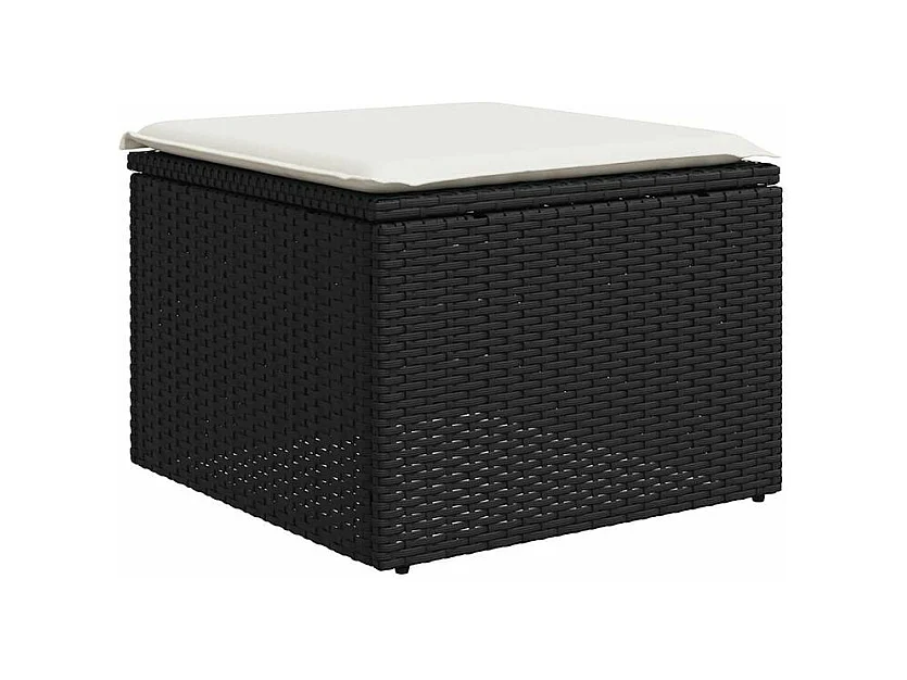 Salon de jardin avec coussins 2 pcs noir résine tressée acacia