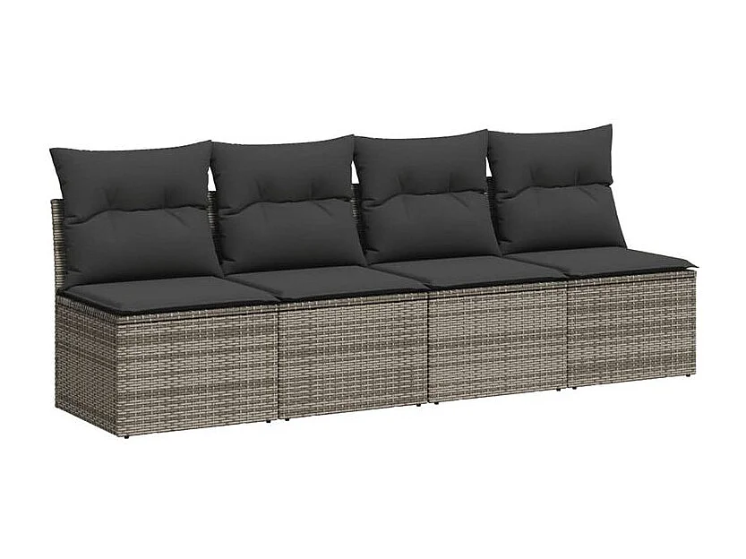 Salon de jardin avec coussins 10 pcs gris résine tressée