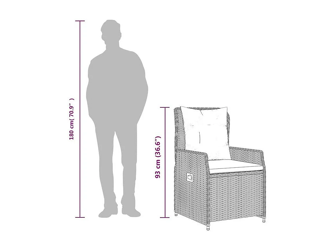 Ensemble de bistro 3 pcs avec coussins beige résine tressée