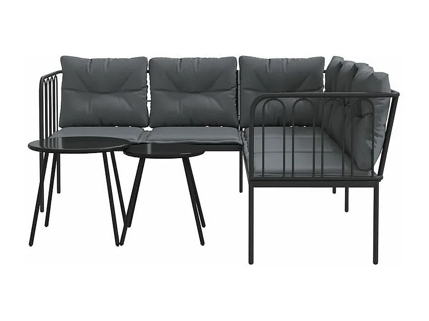 Ensemble de canapés de jardin et coussins noir acier textilène