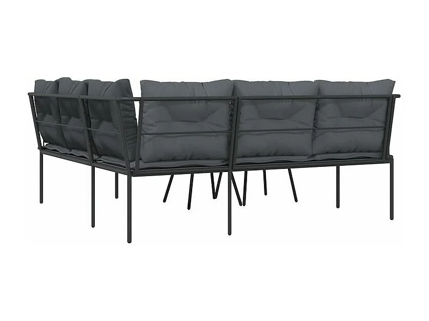 Ensemble de canapés de jardin et coussins noir acier textilène