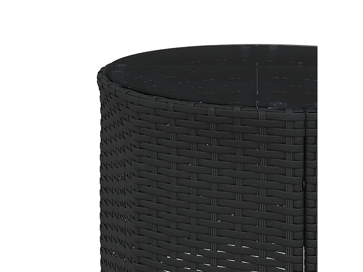 Canapé de jardin table coussins demi-rond noir résine tressée