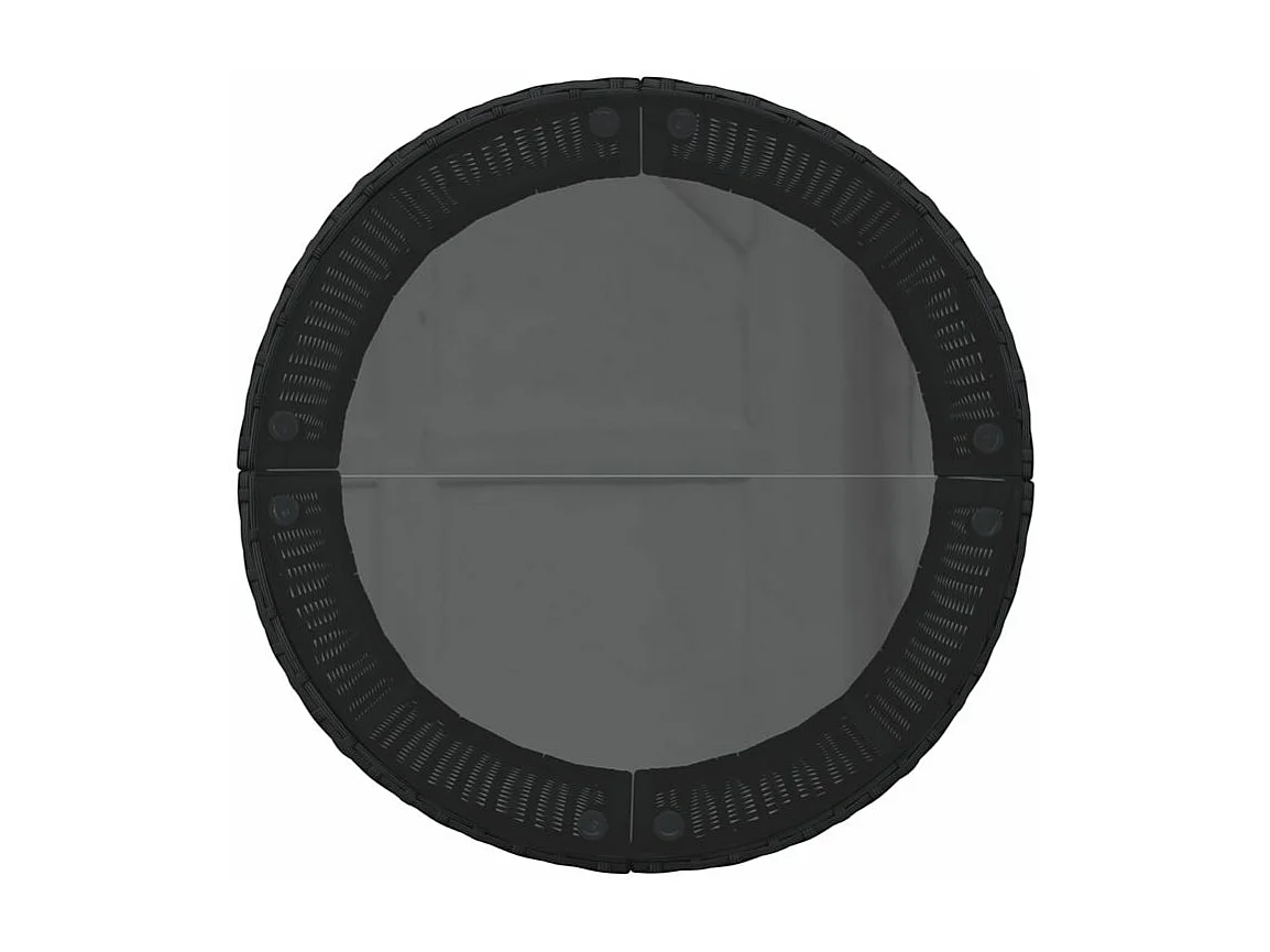 Canapé de jardin table coussins demi-rond noir résine tressée