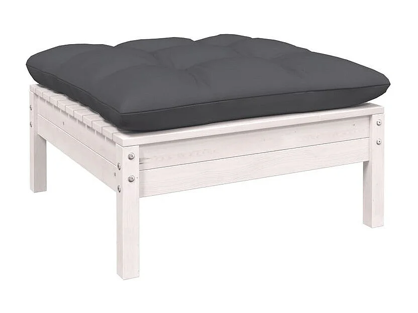 Salon de jardin 8 pcs avec coussins blanc bois de pin massif