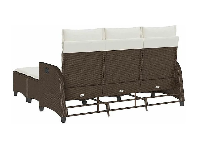 Salon de jardin 3 pcs avec coussins forme L marron polyrotin