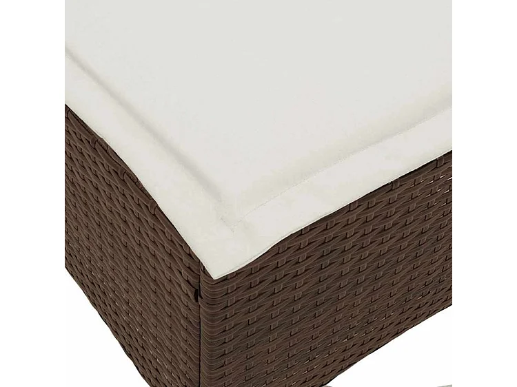 Salon de jardin 3 pcs avec coussins forme L marron polyrotin