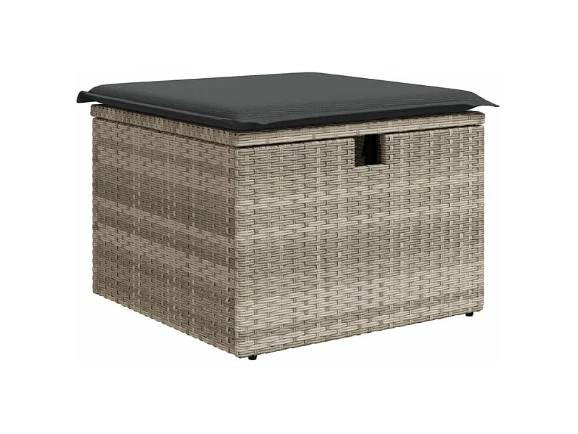 Salon de jardin 6 pcs avec coussins gris clair résine tressée