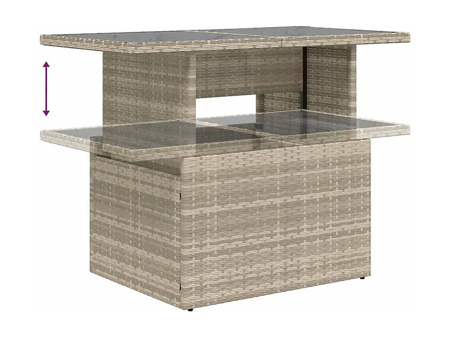 Salon de jardin 6 pcs avec coussins gris clair résine tressée