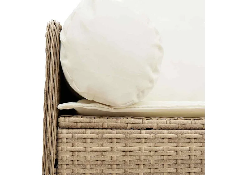 Canapé de jardin avec coussins 3 places beige résine tressée