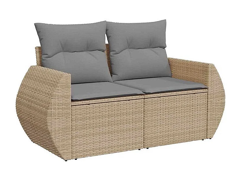 Salon de jardin avec coussins 6 pcs beige résine tressée