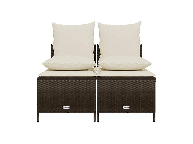 Salon de jardin 4 pcs avec coussins marron résine tressée