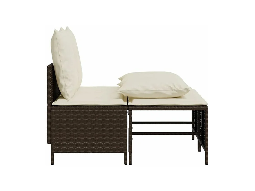 Salon de jardin 4 pcs avec coussins marron résine tressée