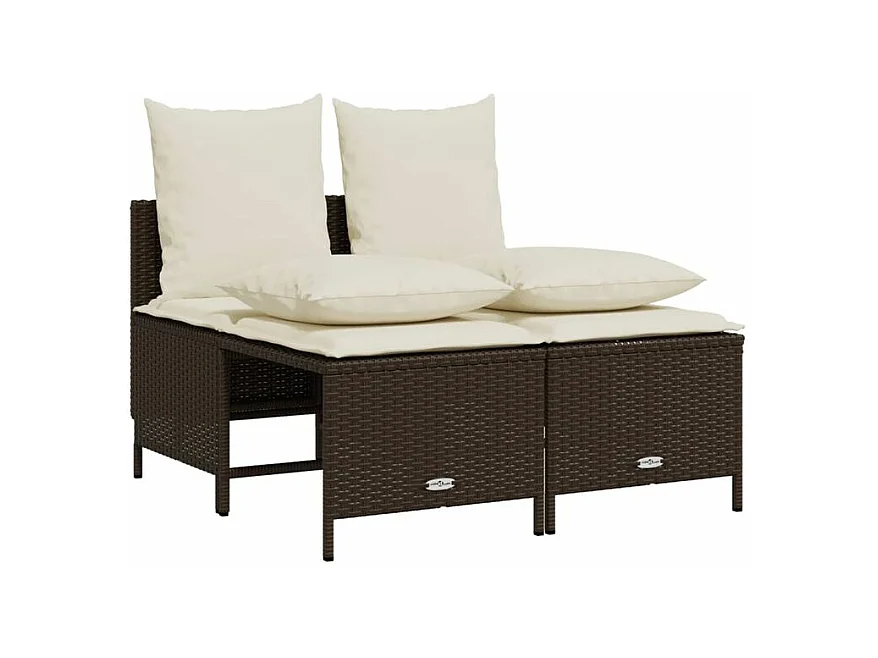 Salon de jardin 4 pcs avec coussins marron résine tressée