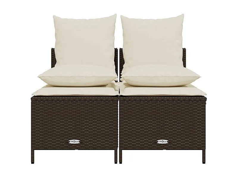 Salon de jardin 4 pcs avec coussins marron résine tressée