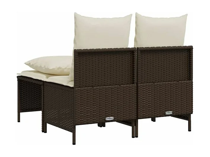 Salon de jardin 4 pcs avec coussins marron résine tressée