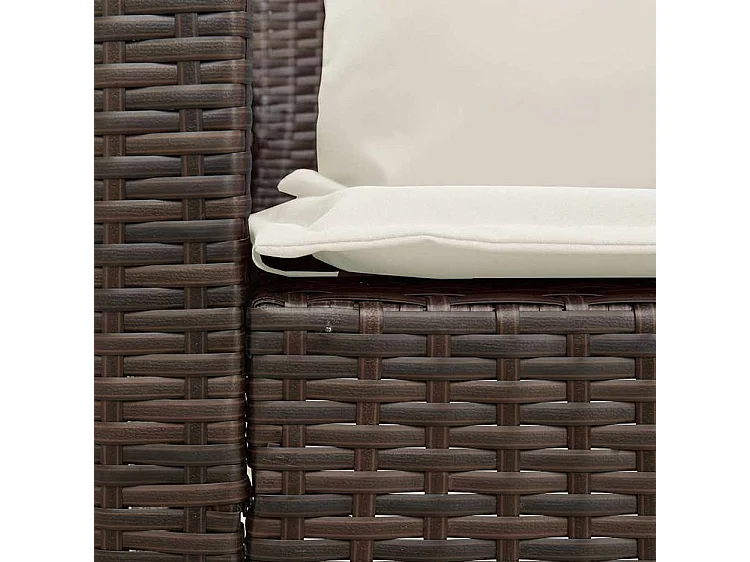 Canapé de jardin avec coussins marron résine tressée