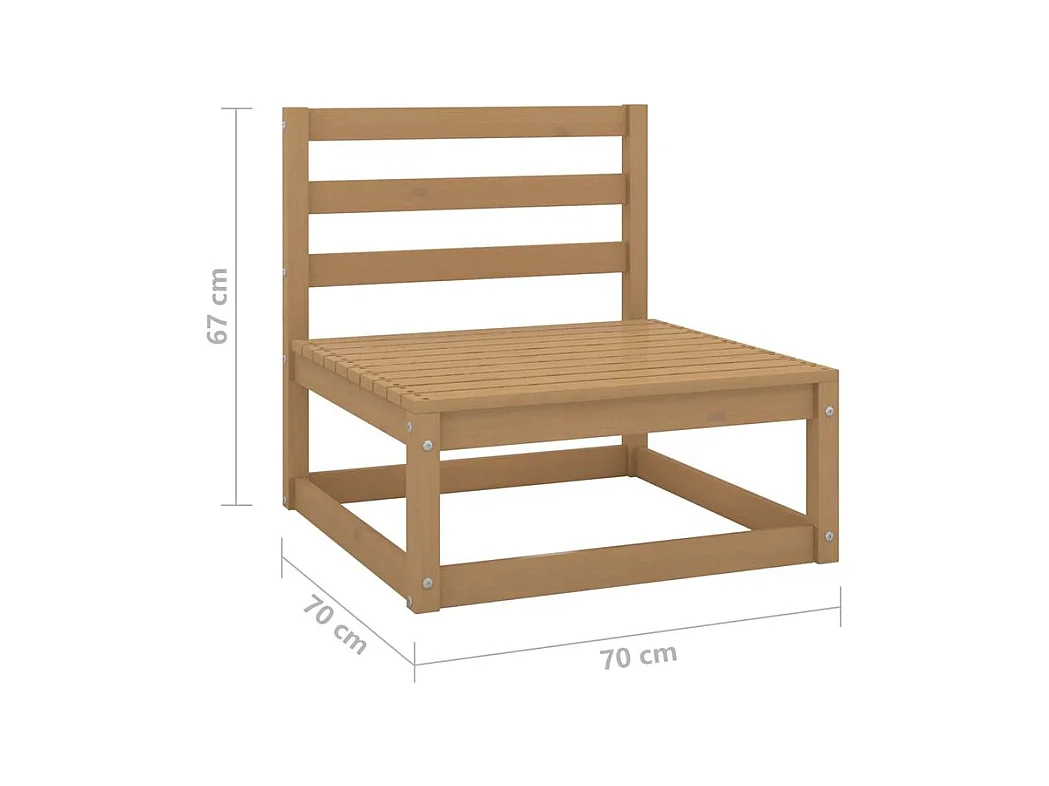 Canapé central de jardin marron miel bois de pin massif