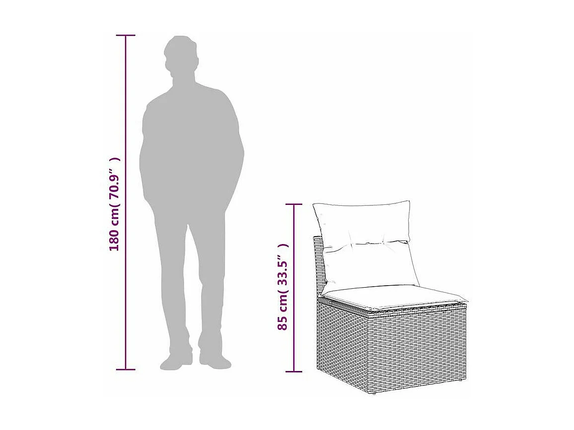 Salon de jardin avec coussins 5 pcs marron résine tressée