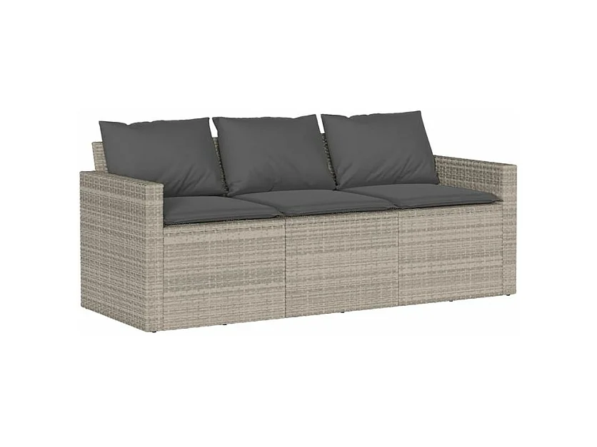 Salon de jardin 6 pcs avec coussins gris clair résine tressée