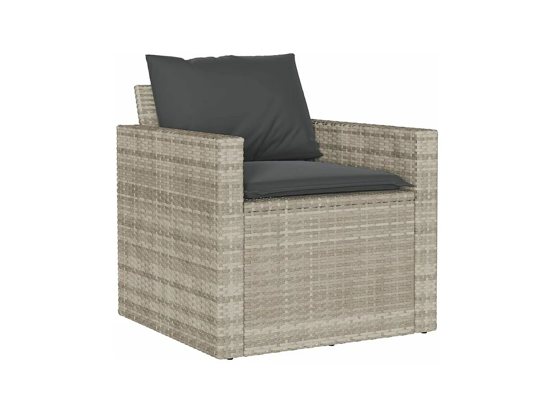 Salon de jardin 6 pcs avec coussins gris clair résine tressée