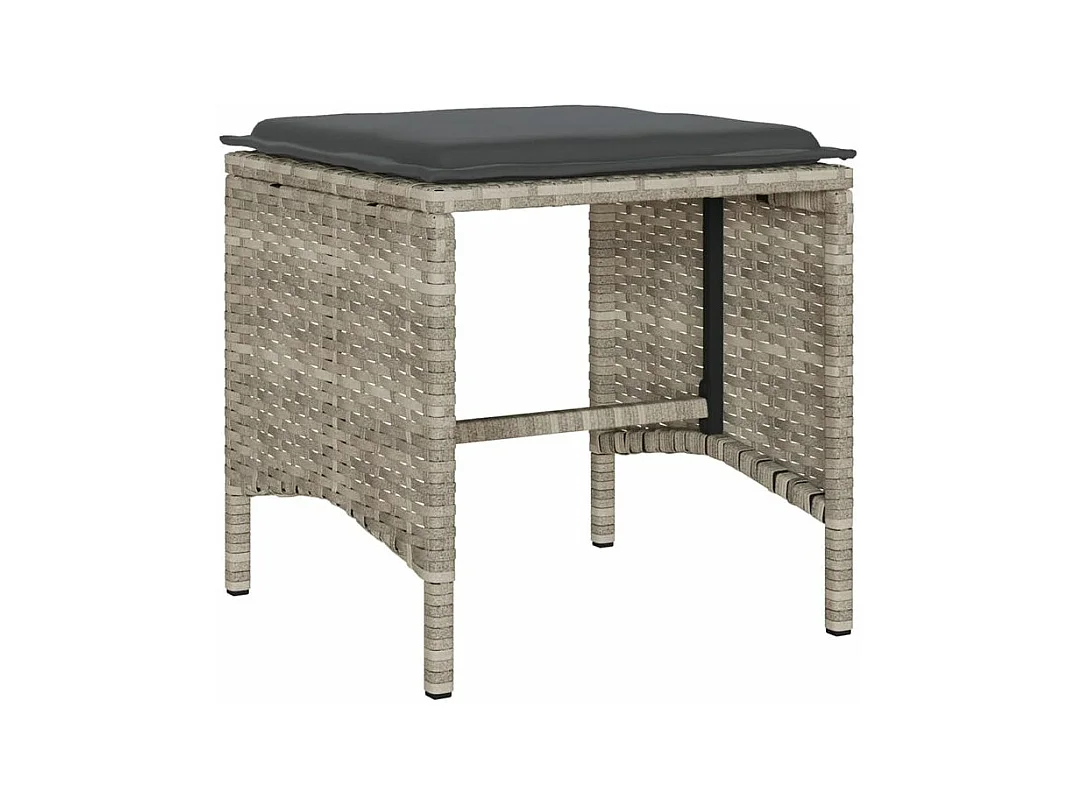 Salon de jardin 6 pcs avec coussins gris clair résine tressée