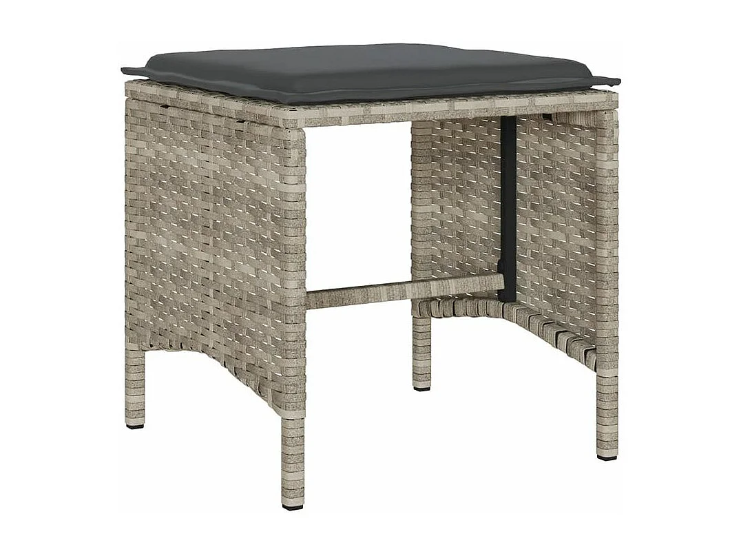 Salon de jardin 6 pcs avec coussins gris clair résine tressée