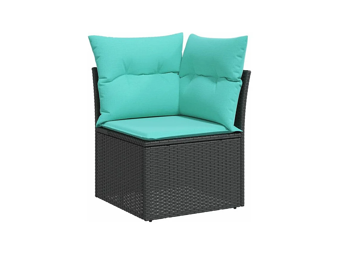 Salon de jardin 10 pcs avec coussins noir résine tressée