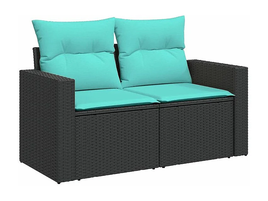 Salon de jardin 10 pcs avec coussins noir résine tressée