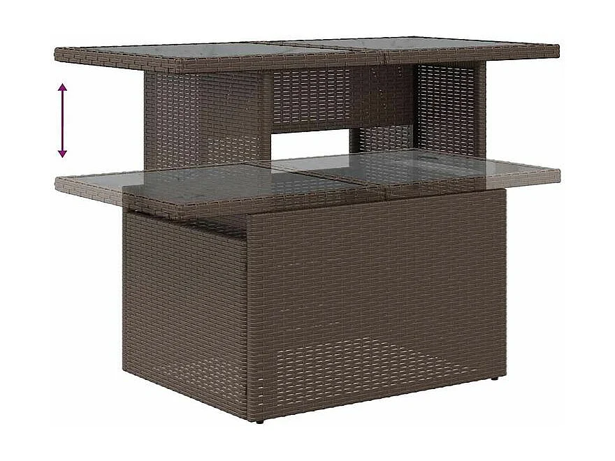 Salon de jardin et coussins 11 pcs marron résine tressée