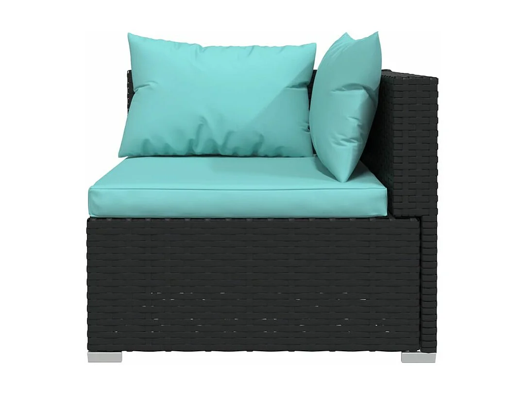 Salon de jardin 7 pcs avec coussins Résine tressée Noir