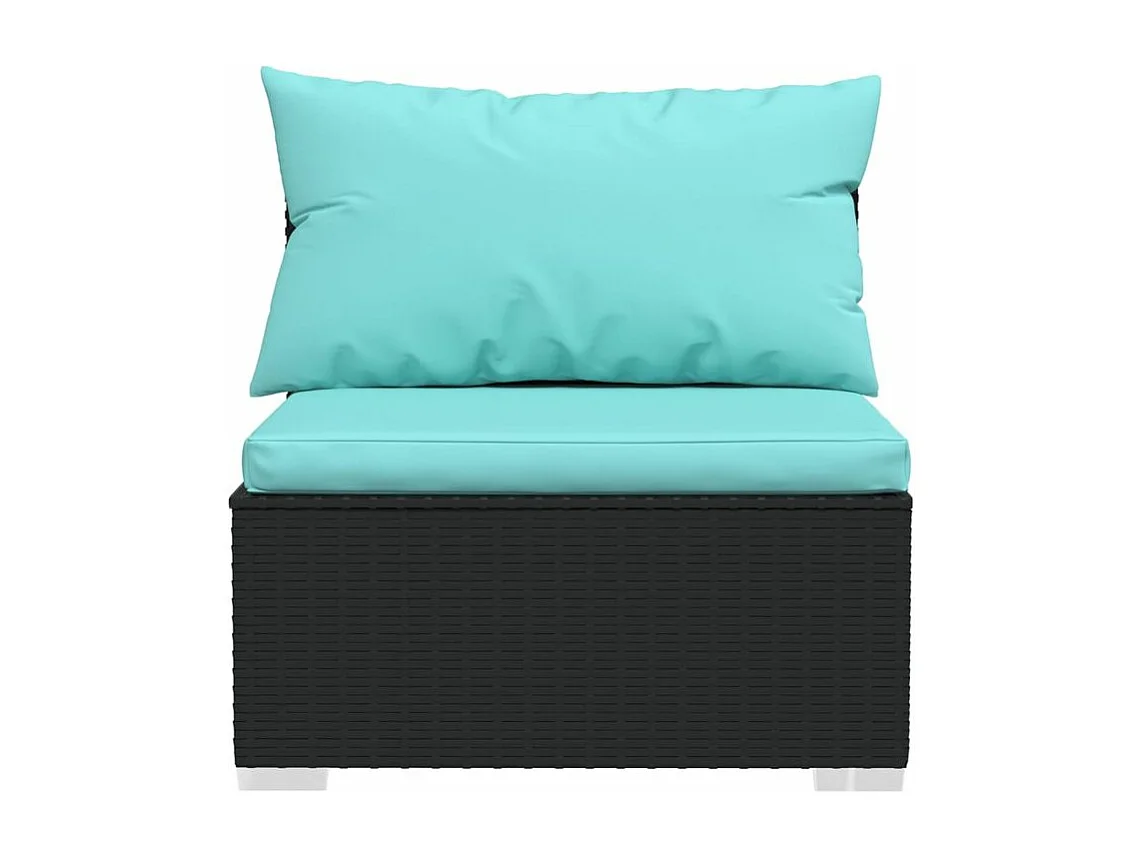 Salon de jardin 7 pcs avec coussins Résine tressée Noir