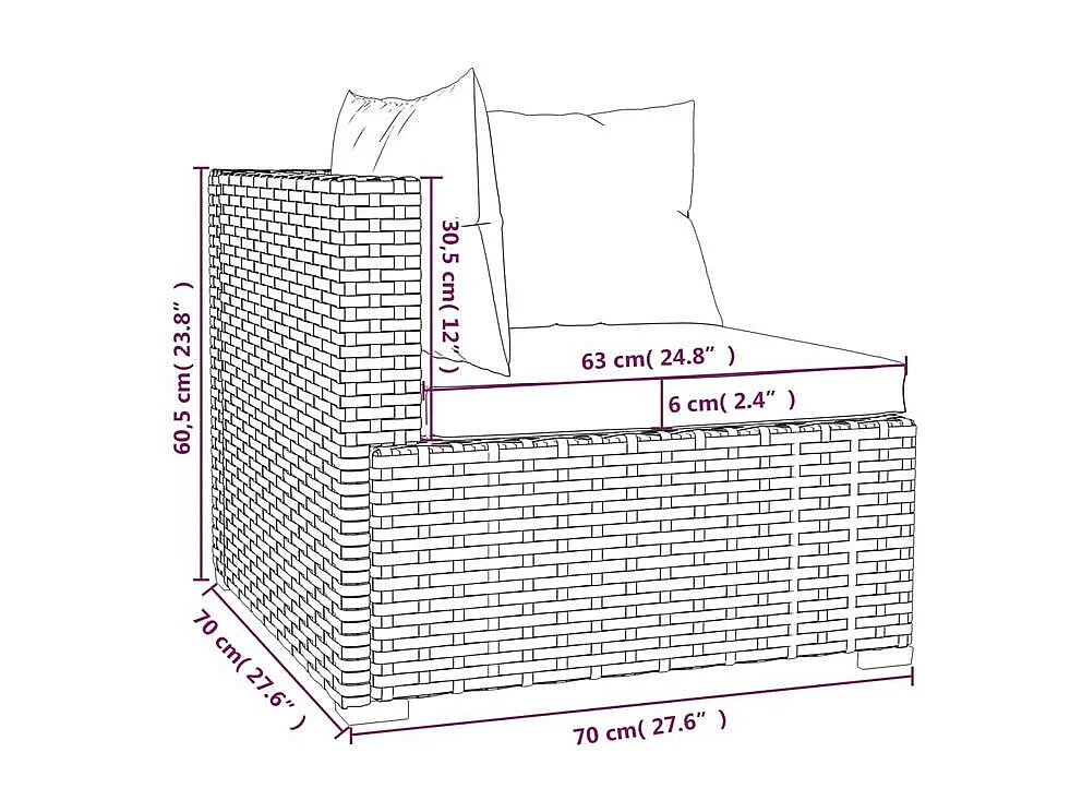 Salon de jardin 7 pcs avec coussins Résine tressée Noir