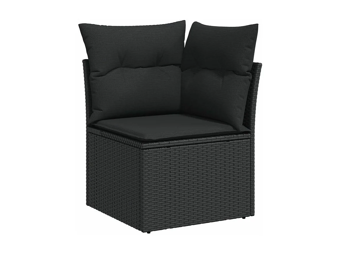 Salon de jardin 10 pcs avec coussins noir résine tressée