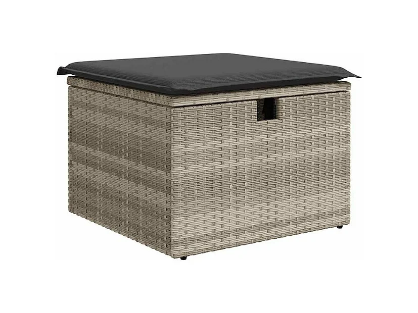 Salon de jardin 2 pcs avec coussins gris clair polyrotin acacia