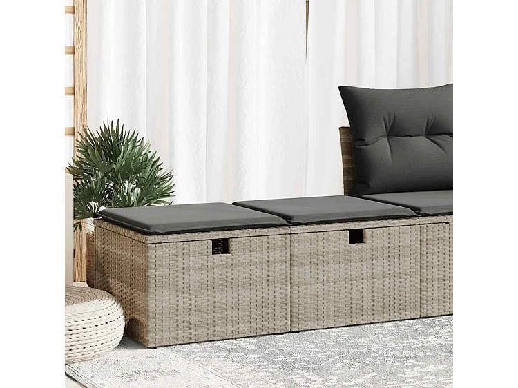 Salon de jardin 2 pcs avec coussins gris clair polyrotin acacia