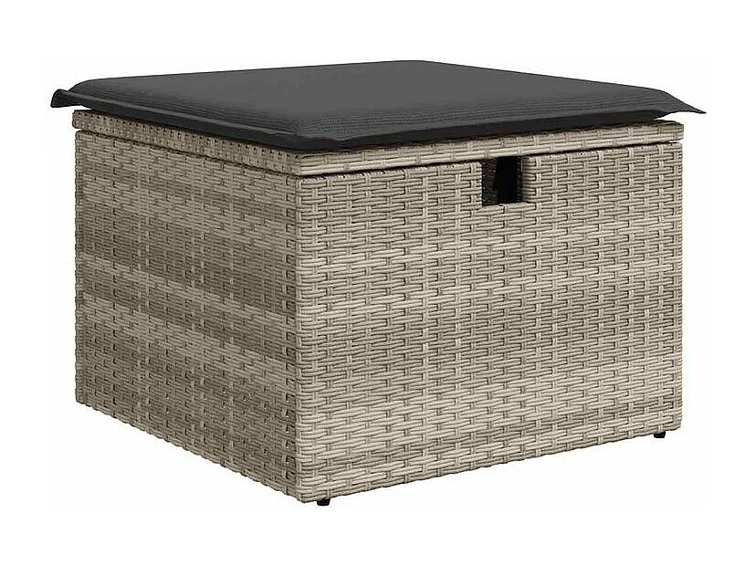 Salon de jardin 2 pcs avec coussins gris clair polyrotin acacia