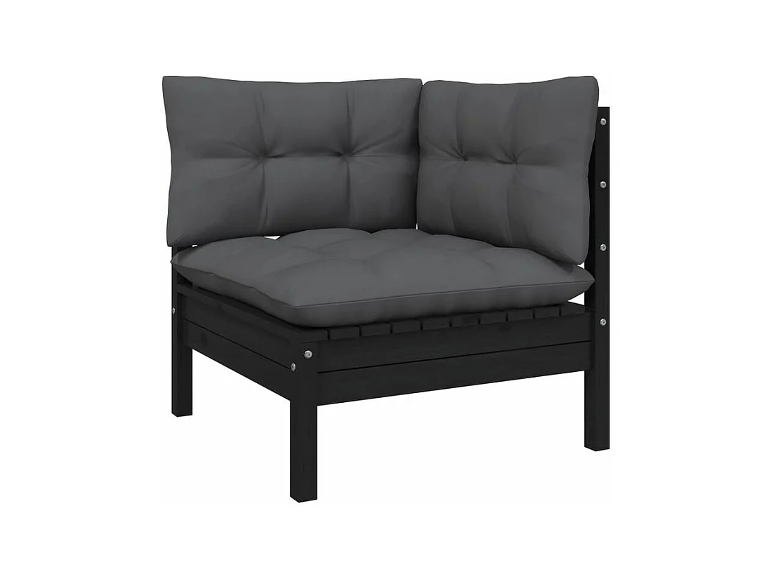 Salon de jardin 5 pcs avec coussins anthracite Bois de pin