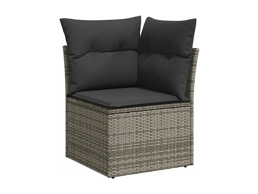 Salon de jardin avec coussins 7 pcs gris résine tressée
