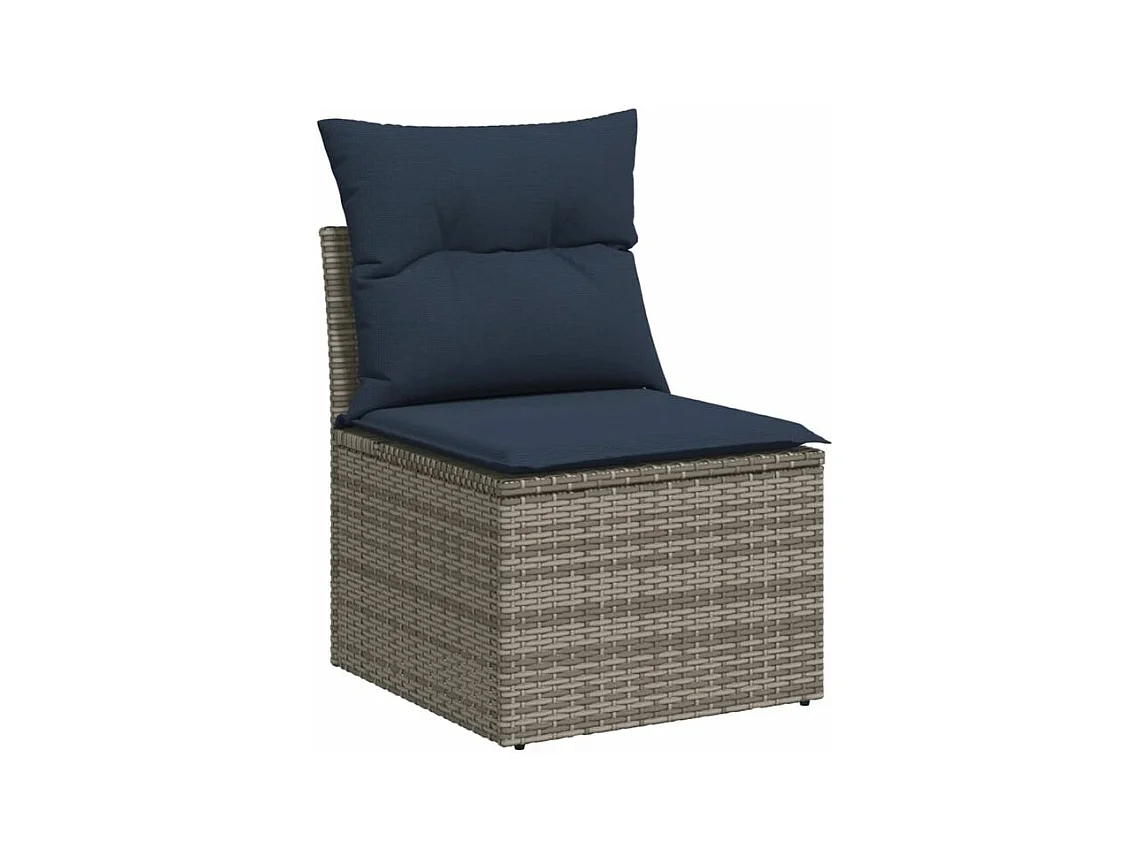 Salon de jardin 10 pcs avec coussins gris résine tressée