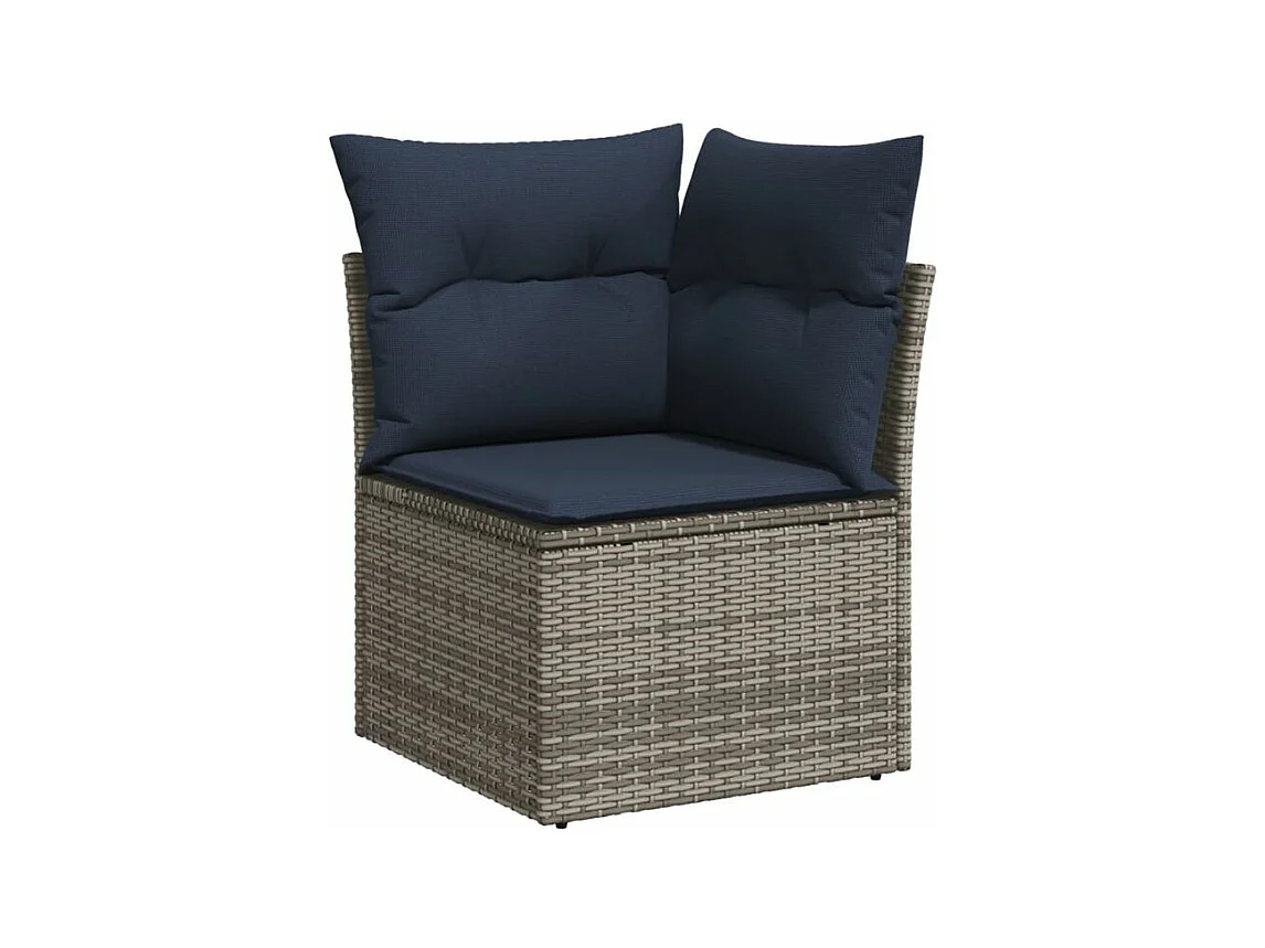 Salon de jardin 10 pcs avec coussins gris résine tressée