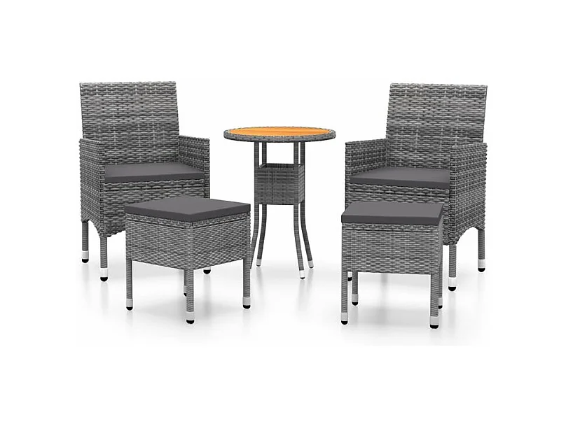 Salon de jardin 5 pcs Résine tressée Gris