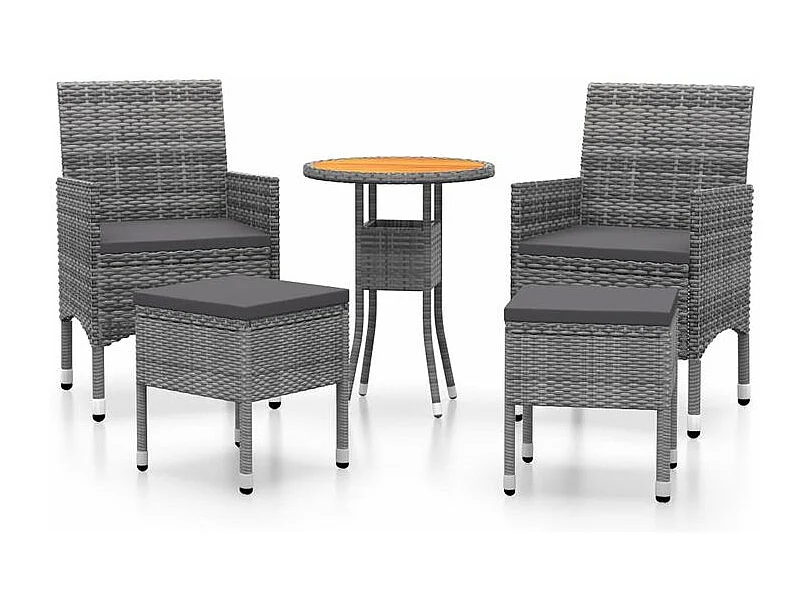 Salon de jardin 5 pcs Résine tressée Gris