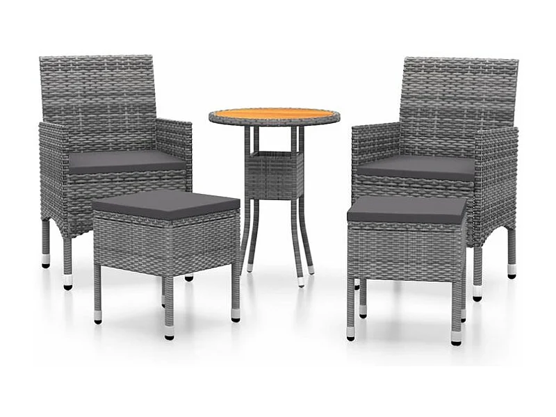 Salon de jardin 5 pcs Résine tressée Gris